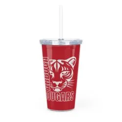 Cougar Spirit Plastic Tumbler with Straw - Ideal for Game Days, School Events, Outdoor Gatherings, Personalized Gifts, Drinkware