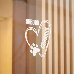 Arboga Cougars Die-Cut Stickers, Heart Design, Love for Pets, School Spirit, Customizable Vinyl Decals